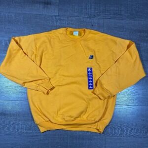 Vintage Starter Sweatshirt Pullover Yellow Crewneck Logo Patch Large Athletic